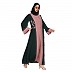 Embroidery work on layered abaya- Bottle Green-baby pink